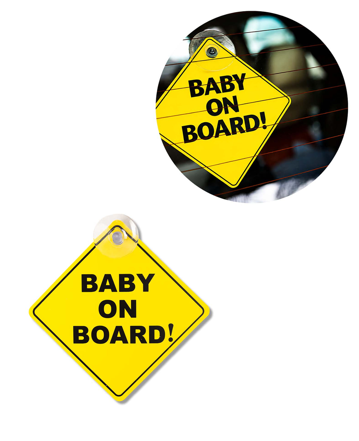Baby on Board Schild, mit Saugnapf