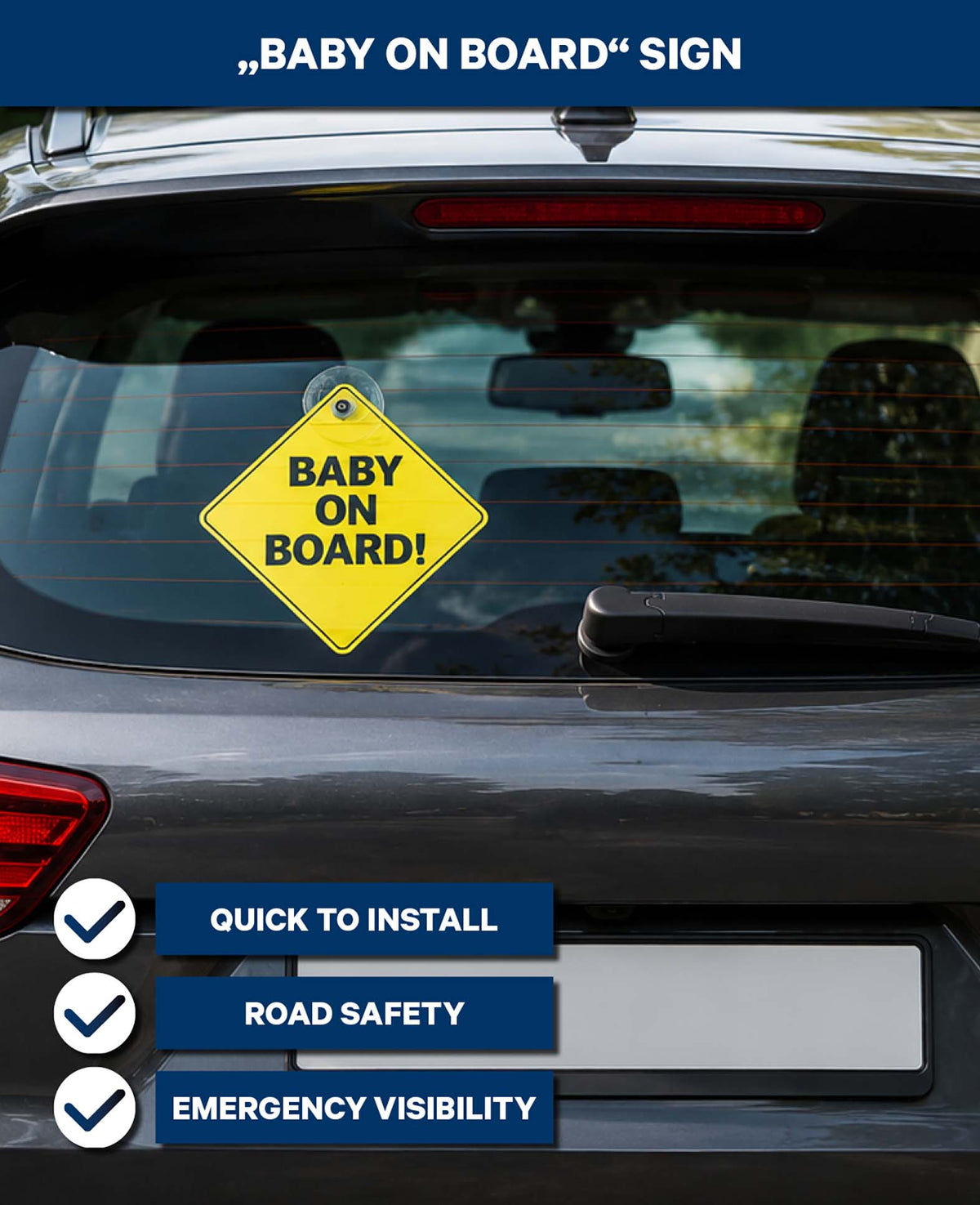 Baby on Board Schild, mit Saugnapf