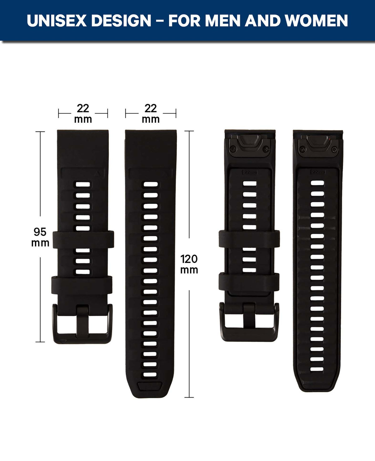 QuickFit Silikonarmband für Garmin, Schwarz, 22 mm