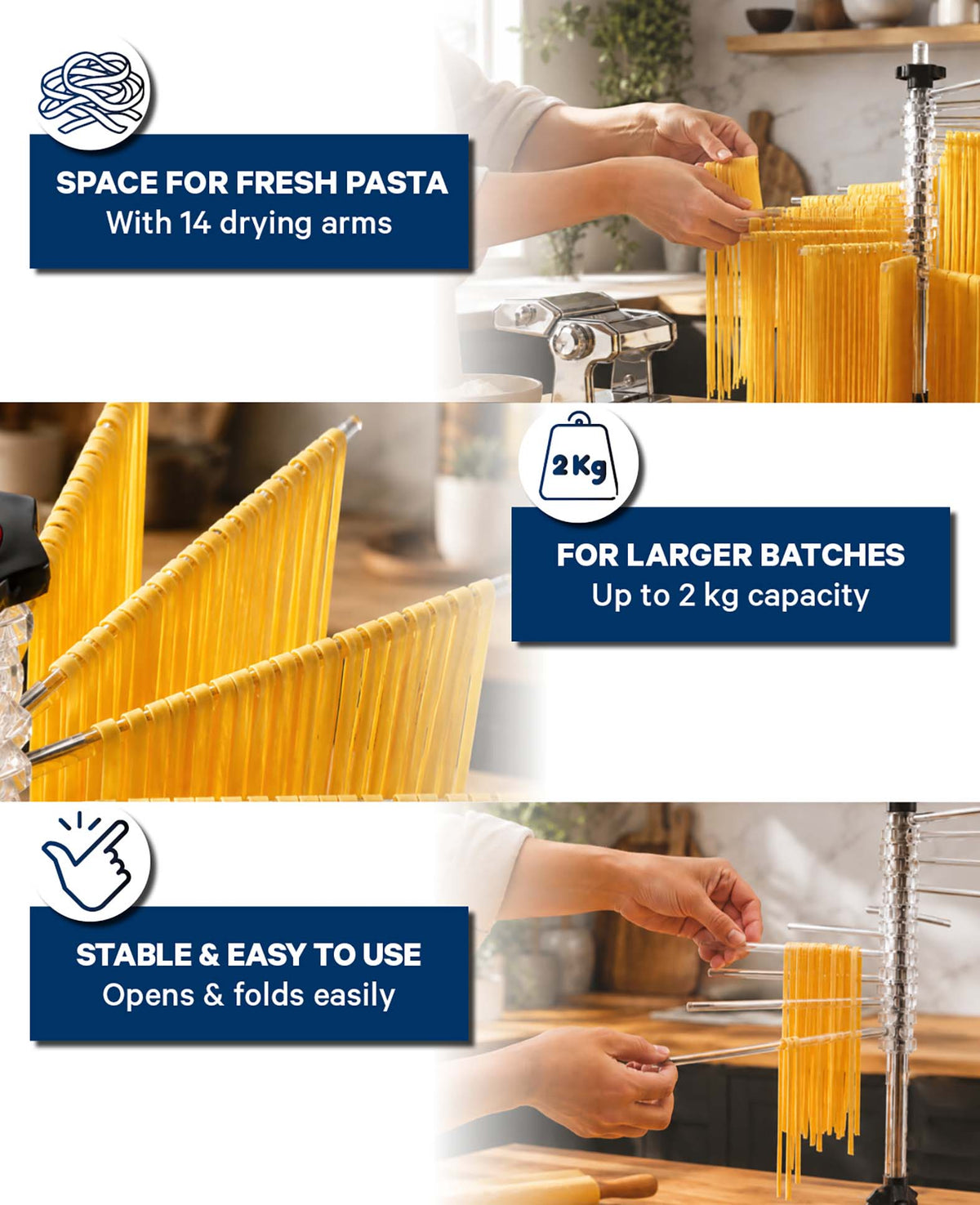 Nudeltrockner für frische Pasta, Silber