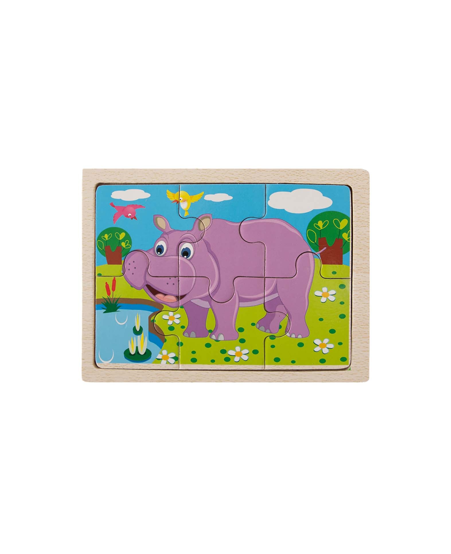 Holzpuzzle Nilpferd, 6 Teile