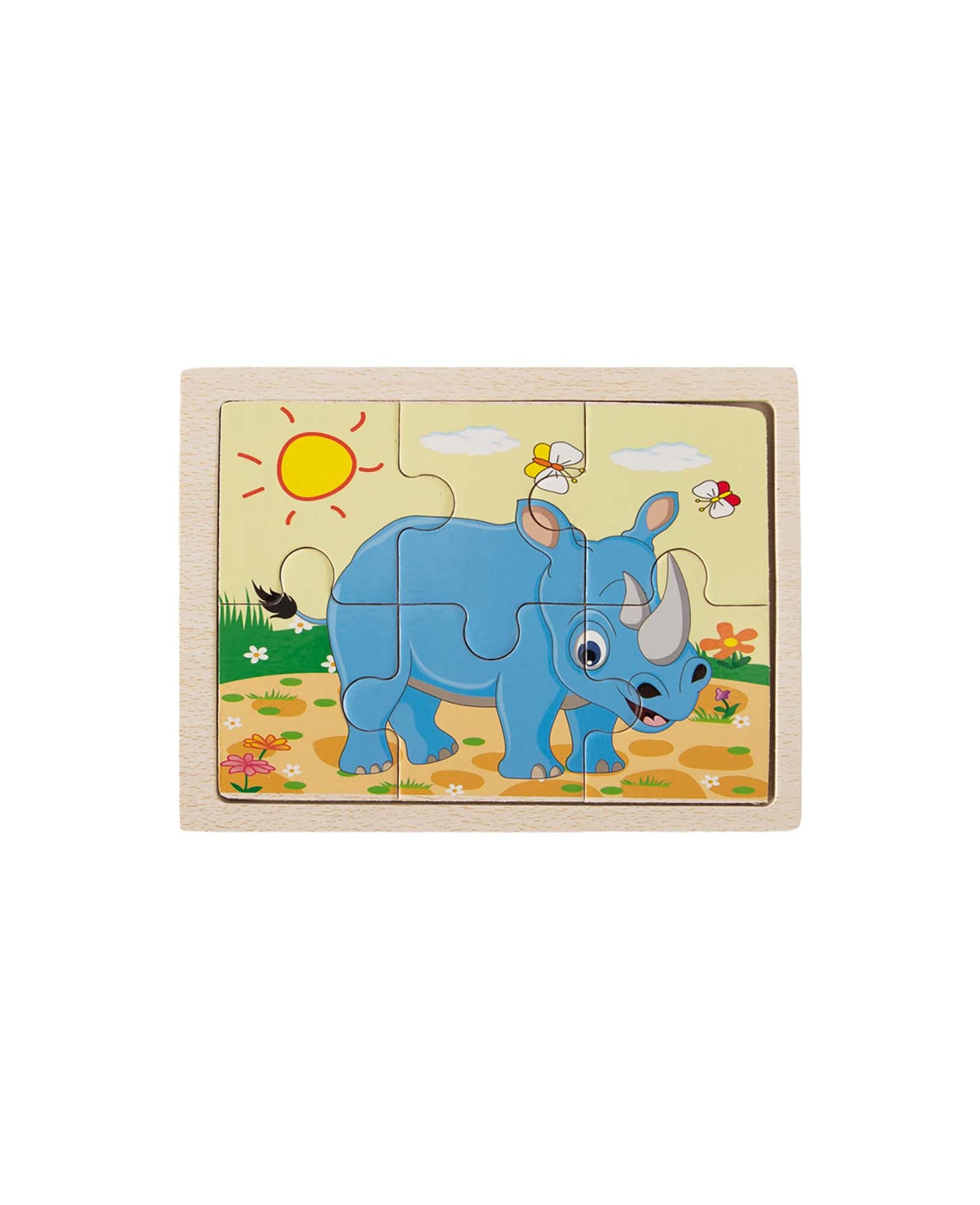 Holzpuzzle Nashorn, 6 Teile