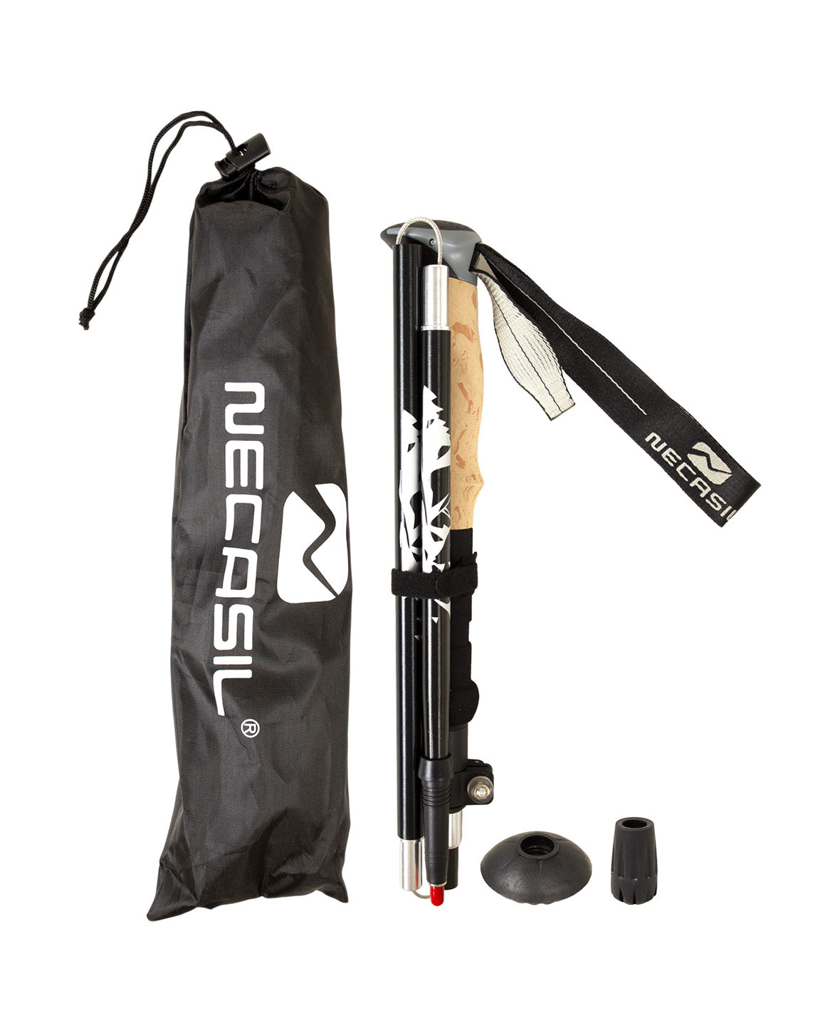 Klappbarer Wanderstock Carbon, Schwarz