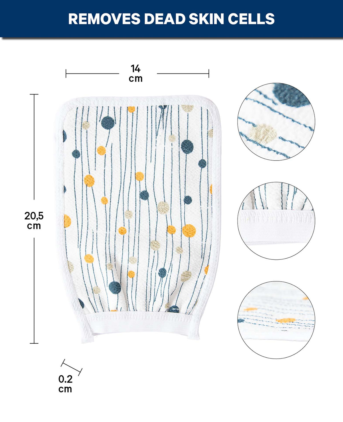 Peeling Waschhandschuh, Gepunket blau