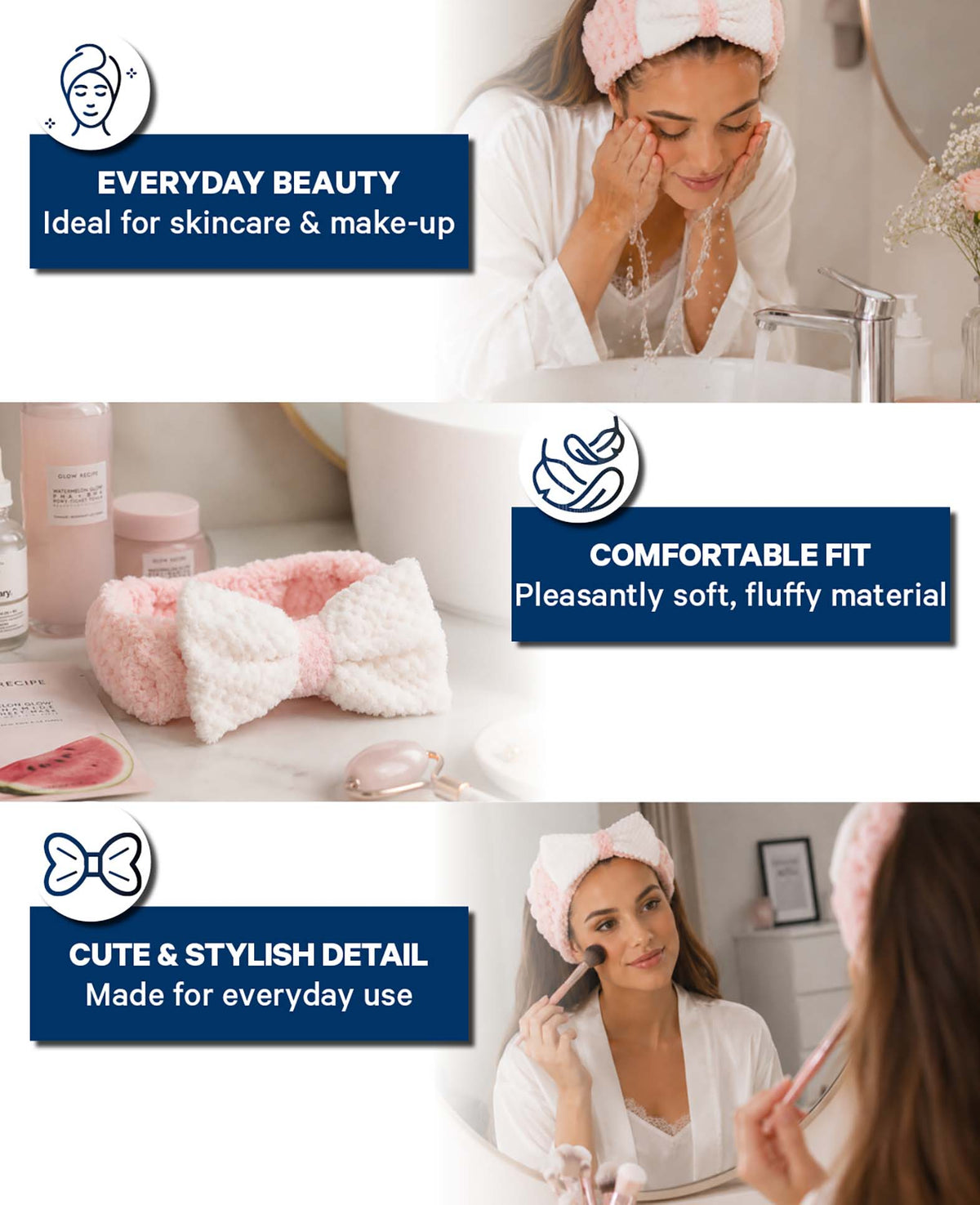 Kosmetik-Haarband mit Schleife