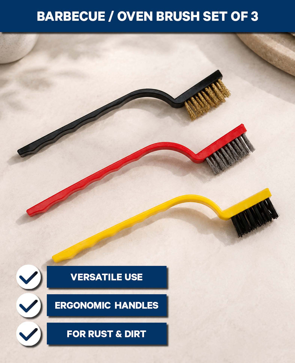 Grill- & Backofen Bürsten Set, 3-teilig