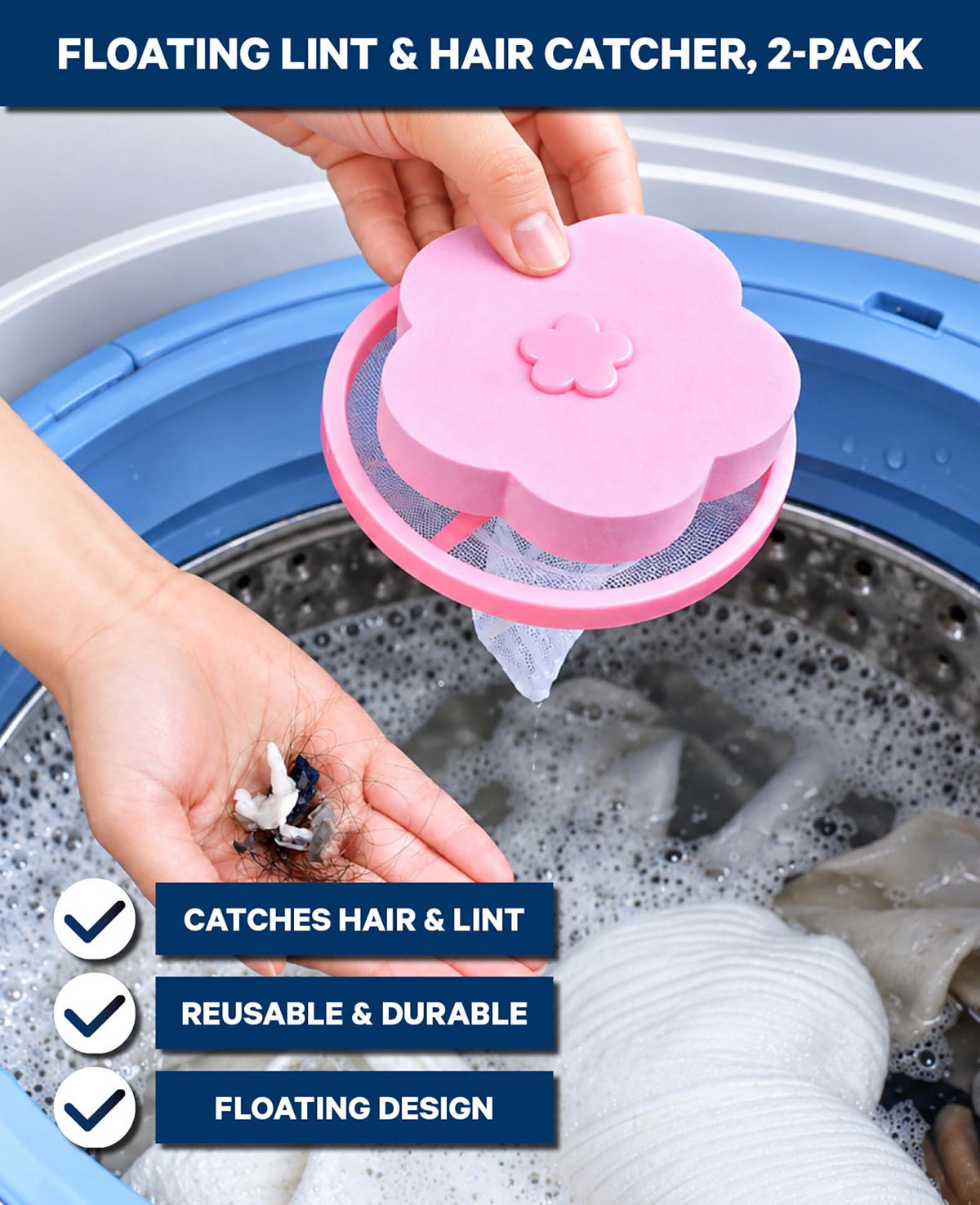 Schwimmender Fussel- & Haarfänger, 2er Set