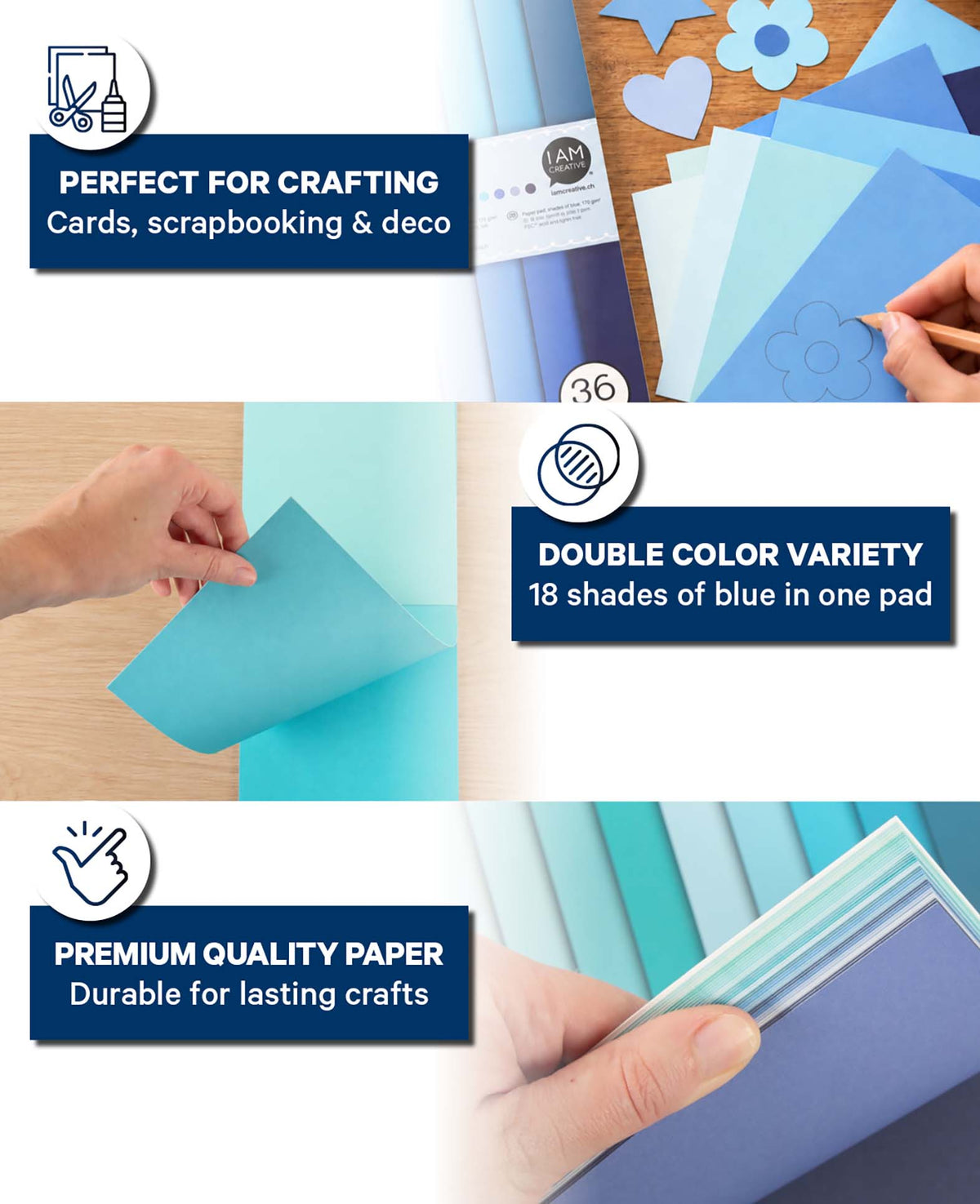 Papierblock A5, Blau-Töne