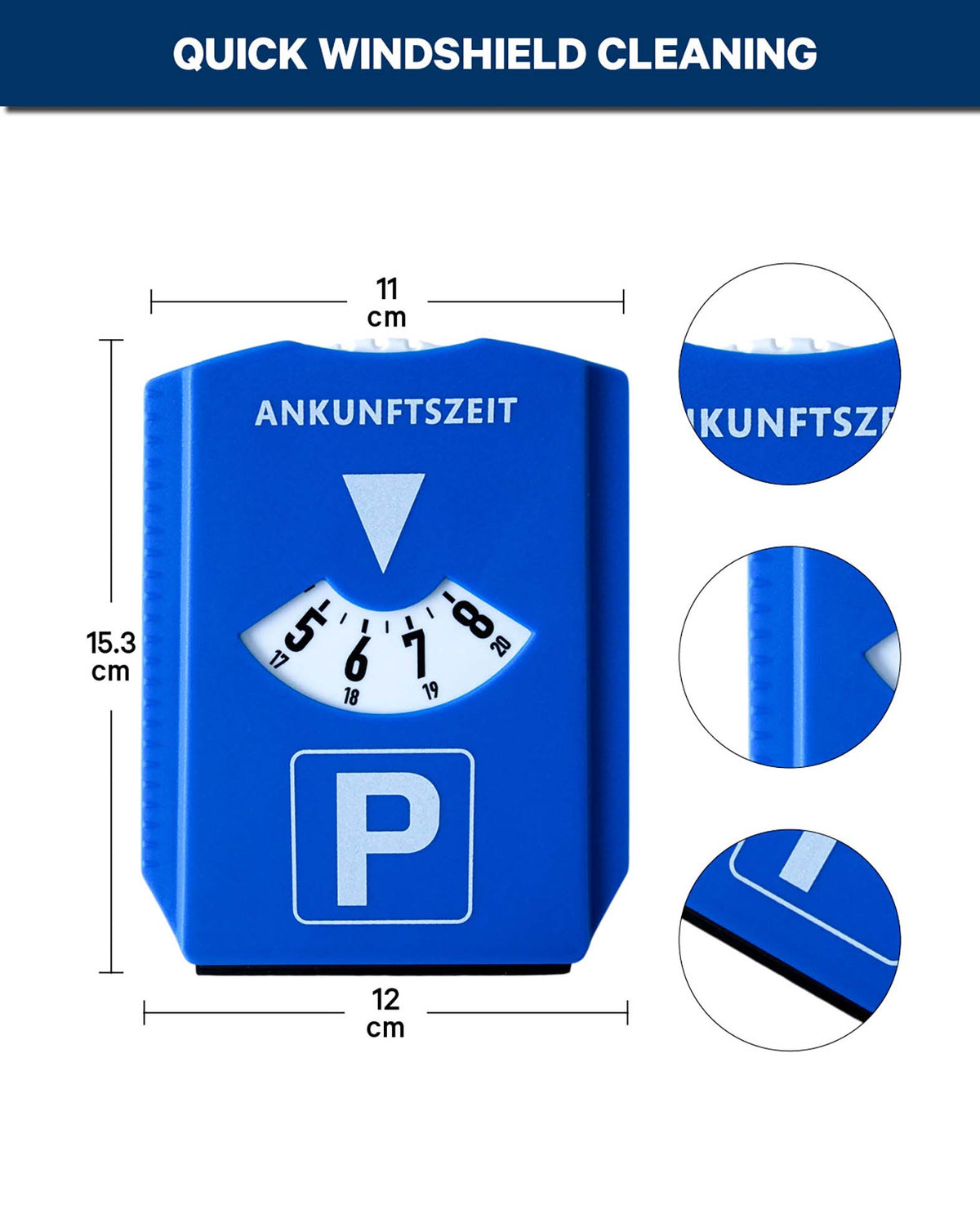 Parkscheibe blaue Zone mit Eiskratzer