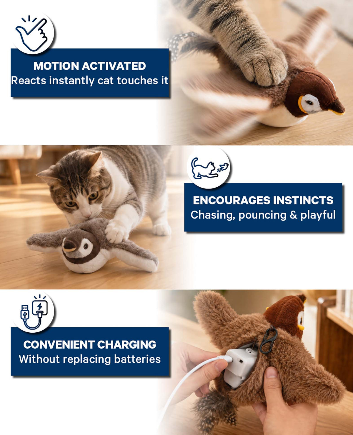 Interaktives Katzen Spielzeug Flattervogel