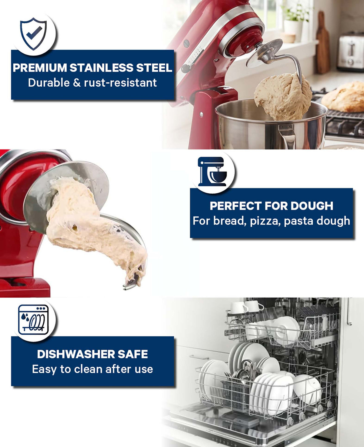 Edelstahl-Knethaken kompatibel mit KitchenAid