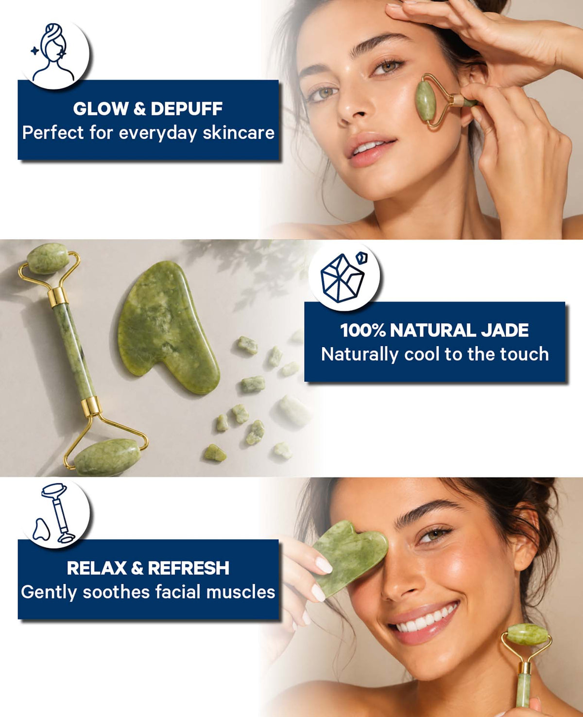 Jade Massage Roller & Gua Sha Set