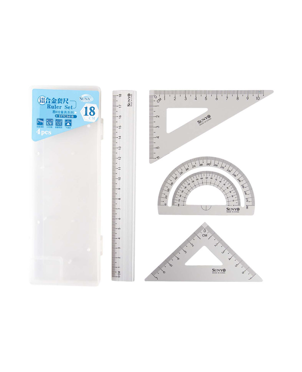 Lineal-Set, Silber, 4-tlg.