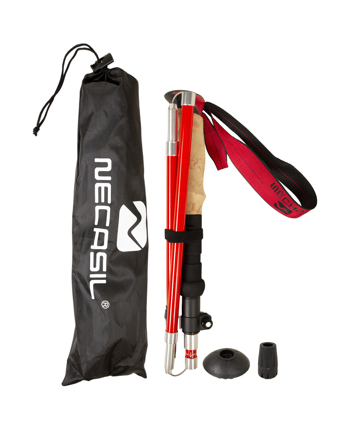 Klappbarer Wanderstock Carbon, Rot