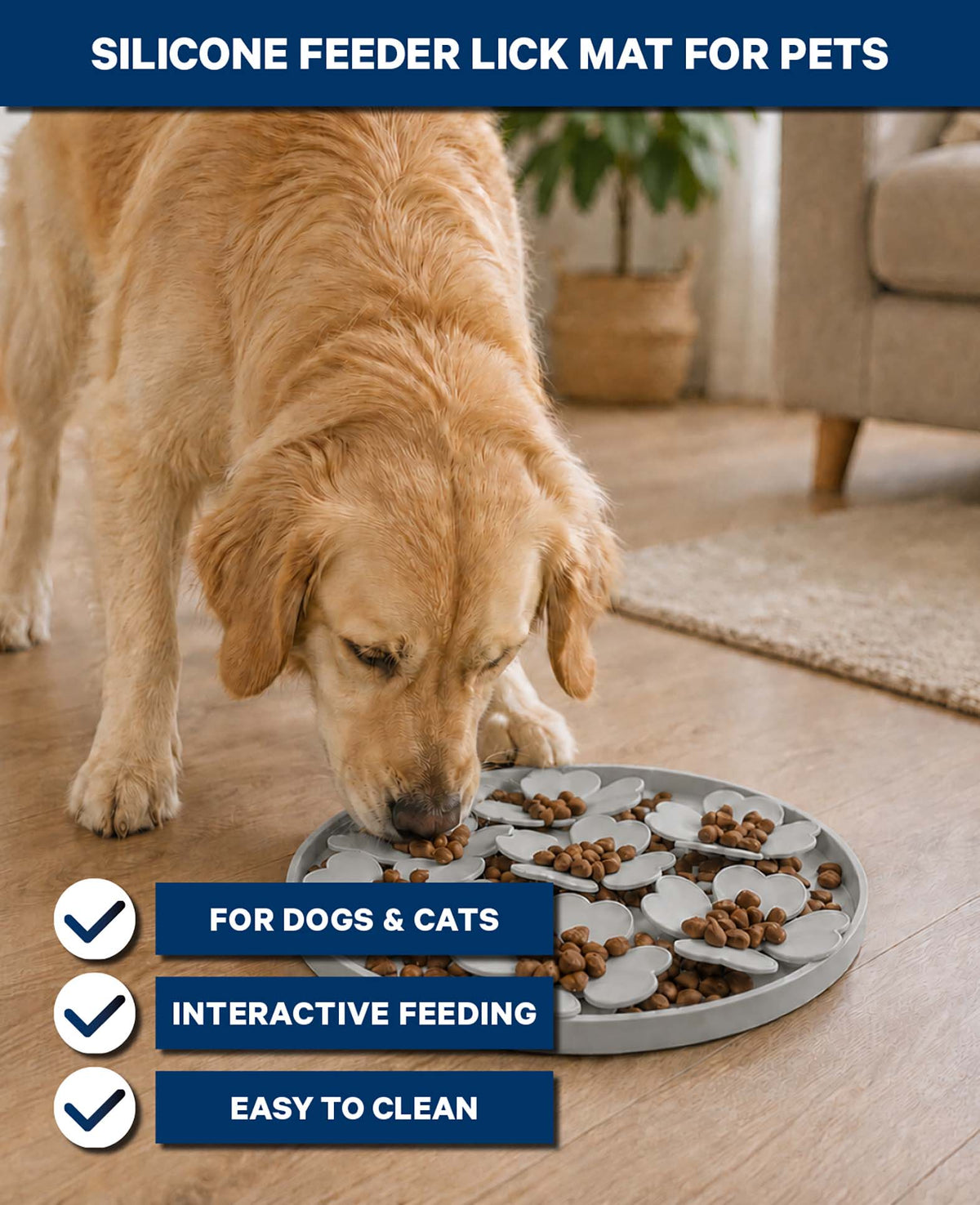 Haustier-Schleckmatte für Hunde & Katzen, Grau