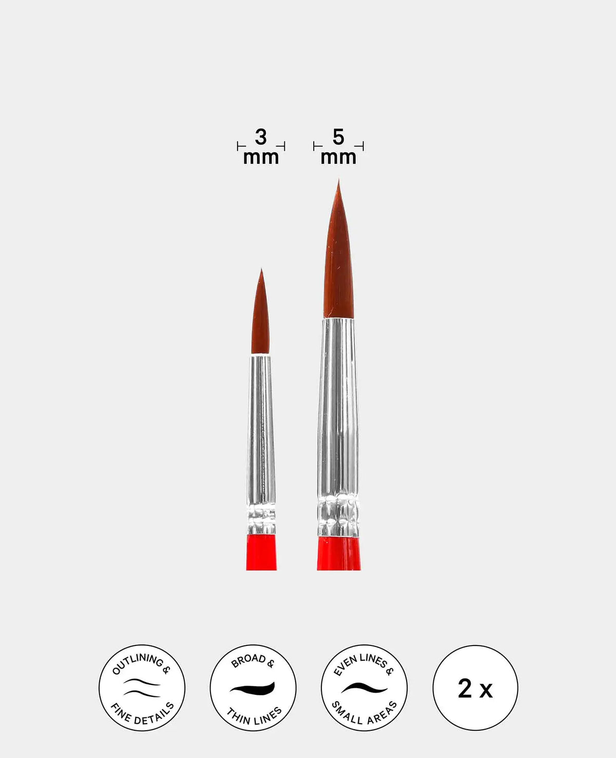 Universal Pinselset – Künstler-Set mit Rund-, Flachpinsel, 2 Stück