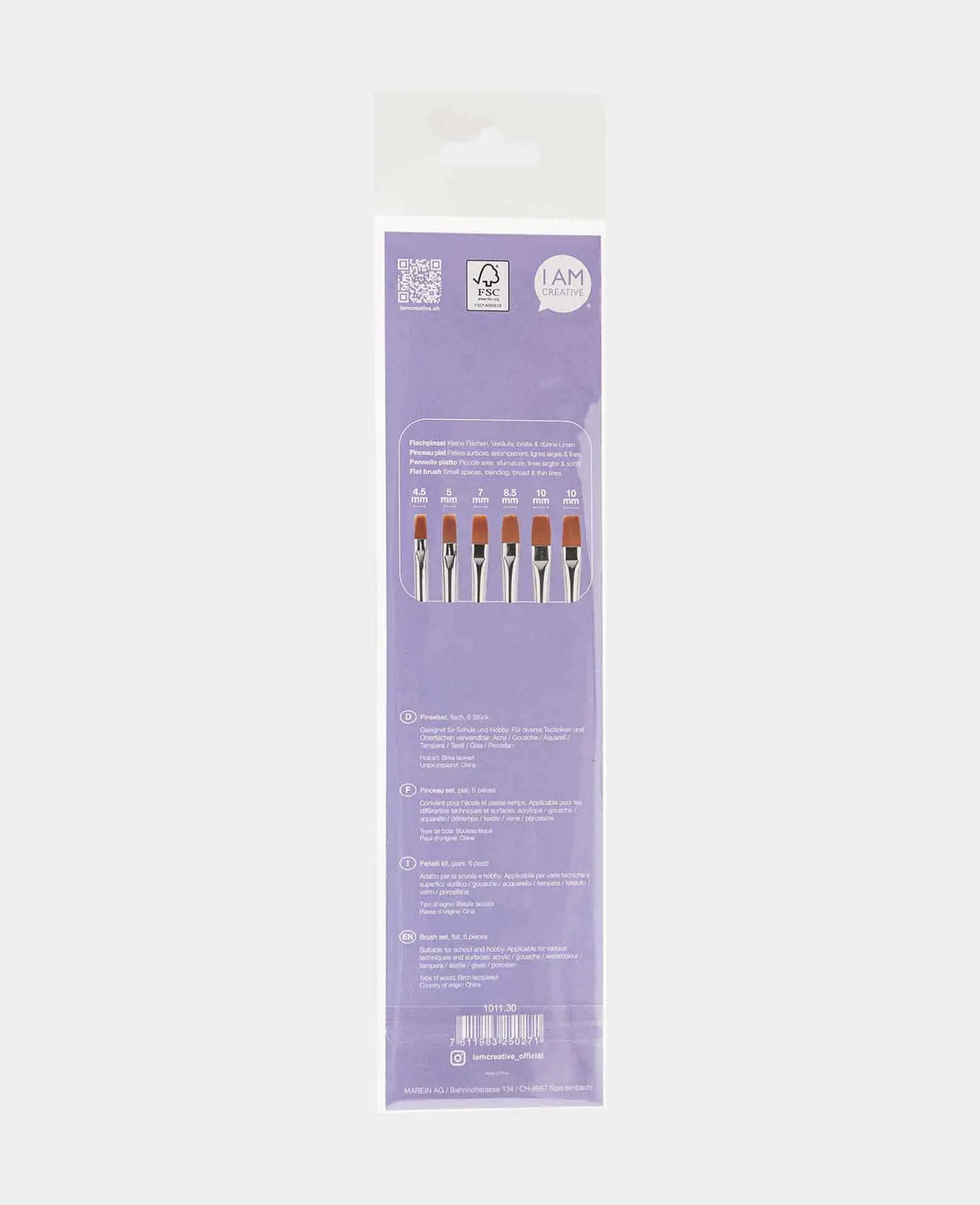Set de pinceaux universels – Set d'artiste avec pinceaux plats, 6 pièces.