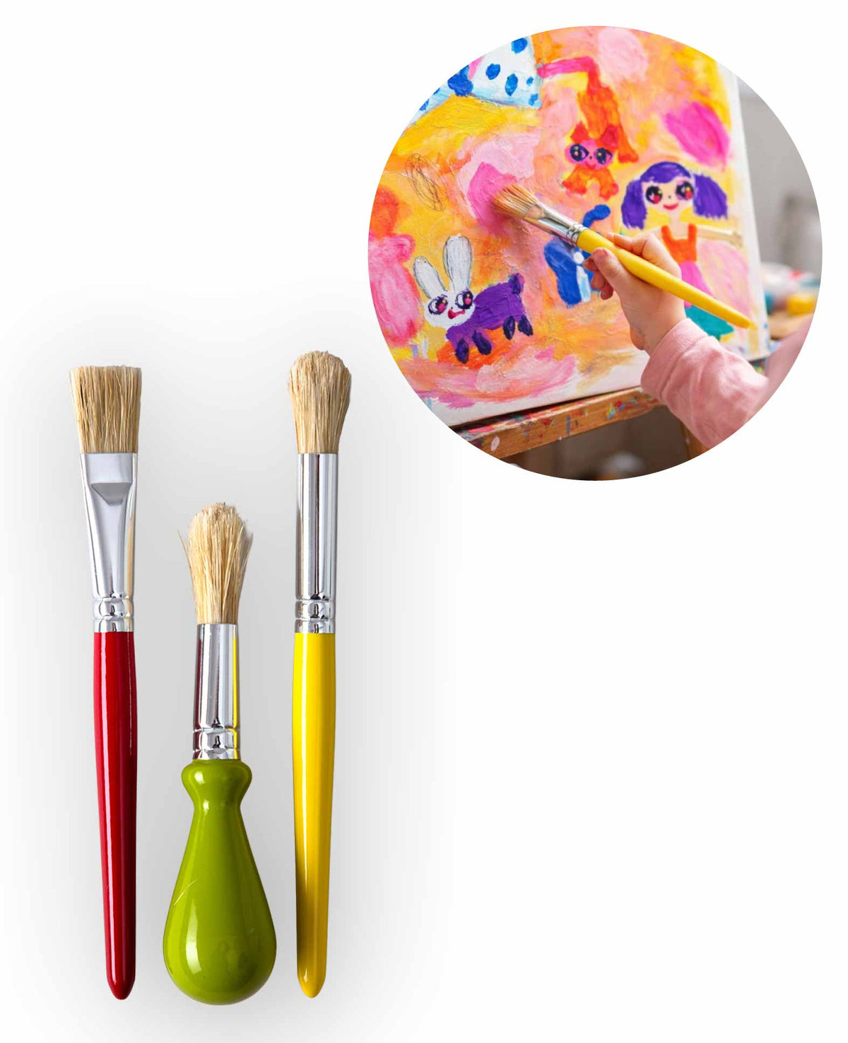 Pinceaux pour enfants, poils, 3 pièces, FSC