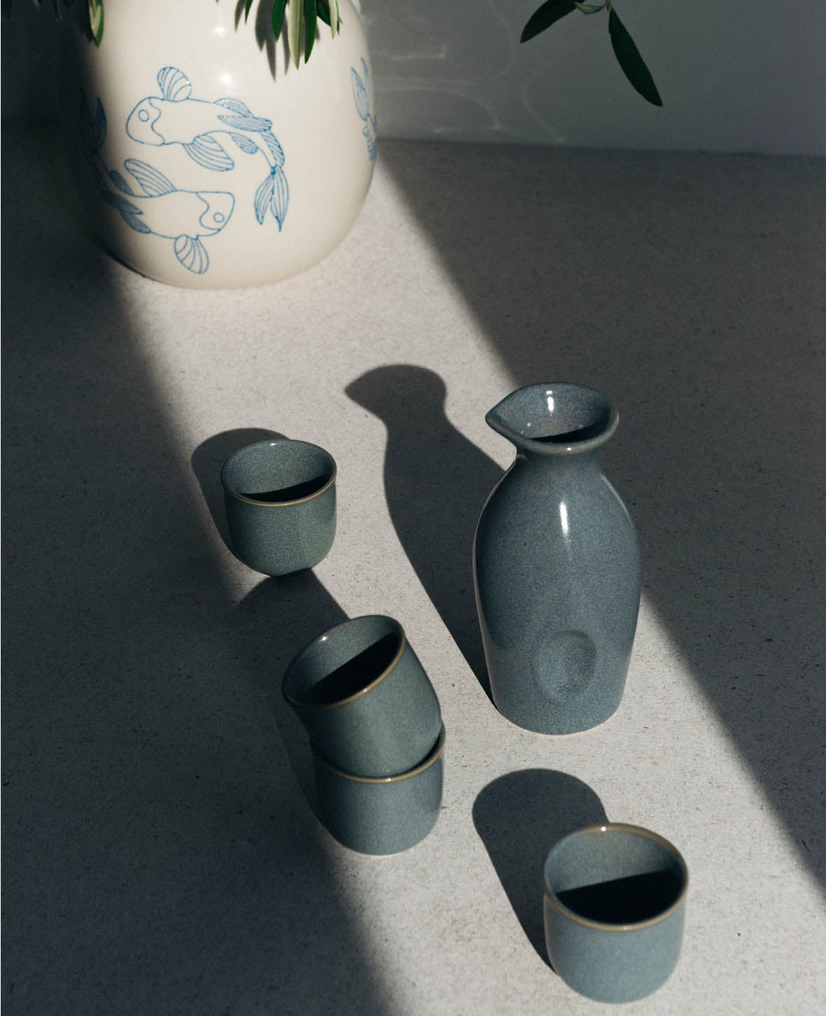Sake set, 300 ml carafe, 4 cups 50 ml
