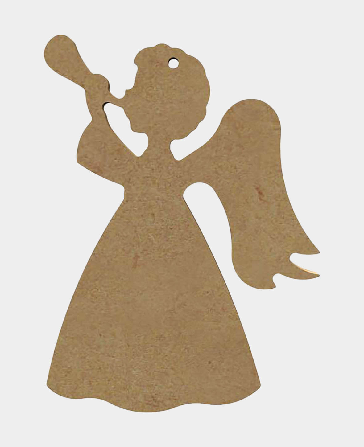 MDF-Deko Engel mit Trompete, 11 x 0.5 x 14 cm, Braun, 1 Stk.
