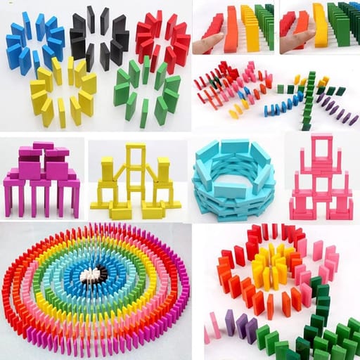 (120er Set) Holz Domino Blöcke Kinderspiel / Holzspiel / Familienspiel