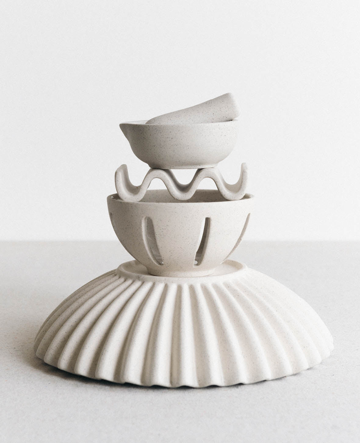 Bol/passoire en céramique, sable, D13cm