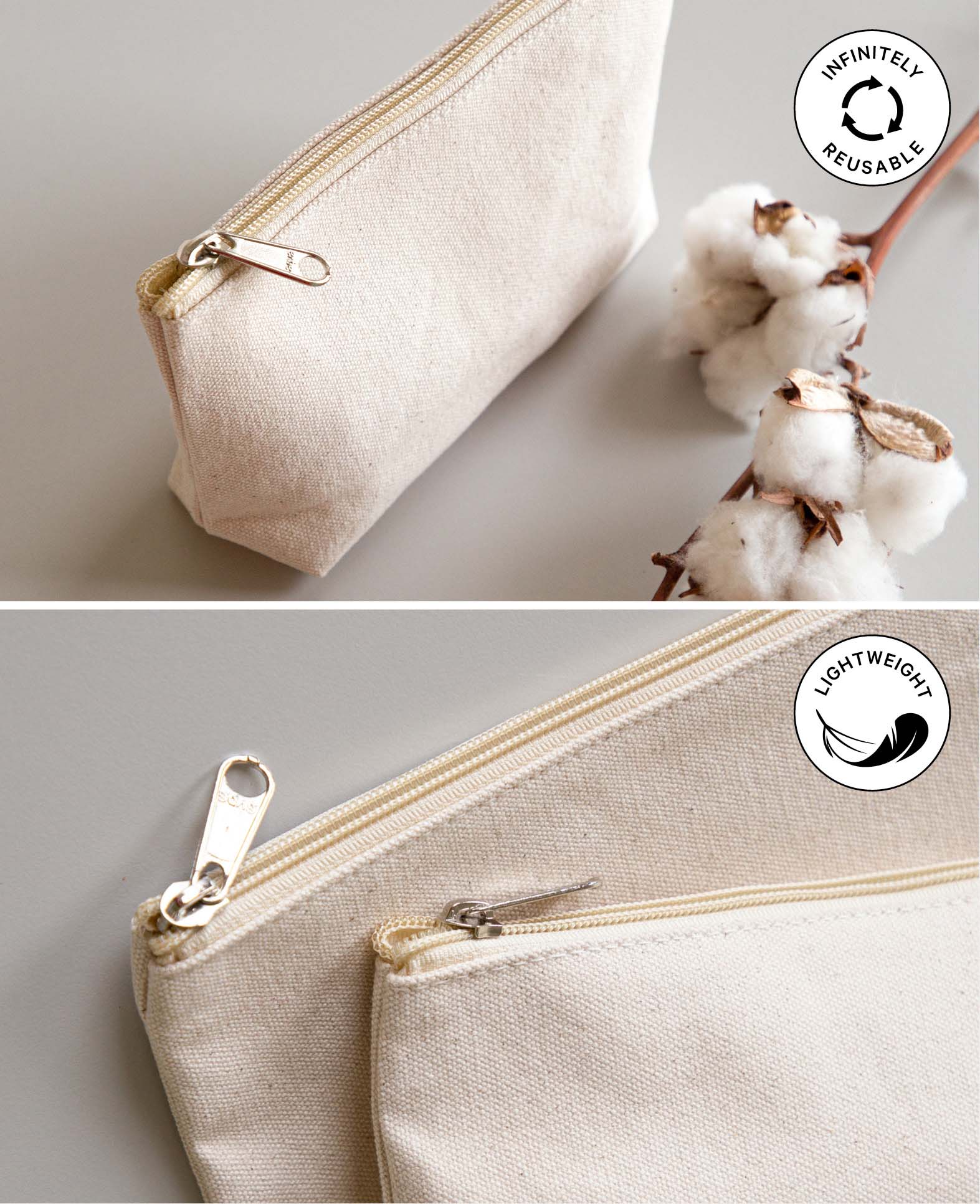 Necessaire Baumwolle Natur, 19.5x11x5 cm, 3er Set