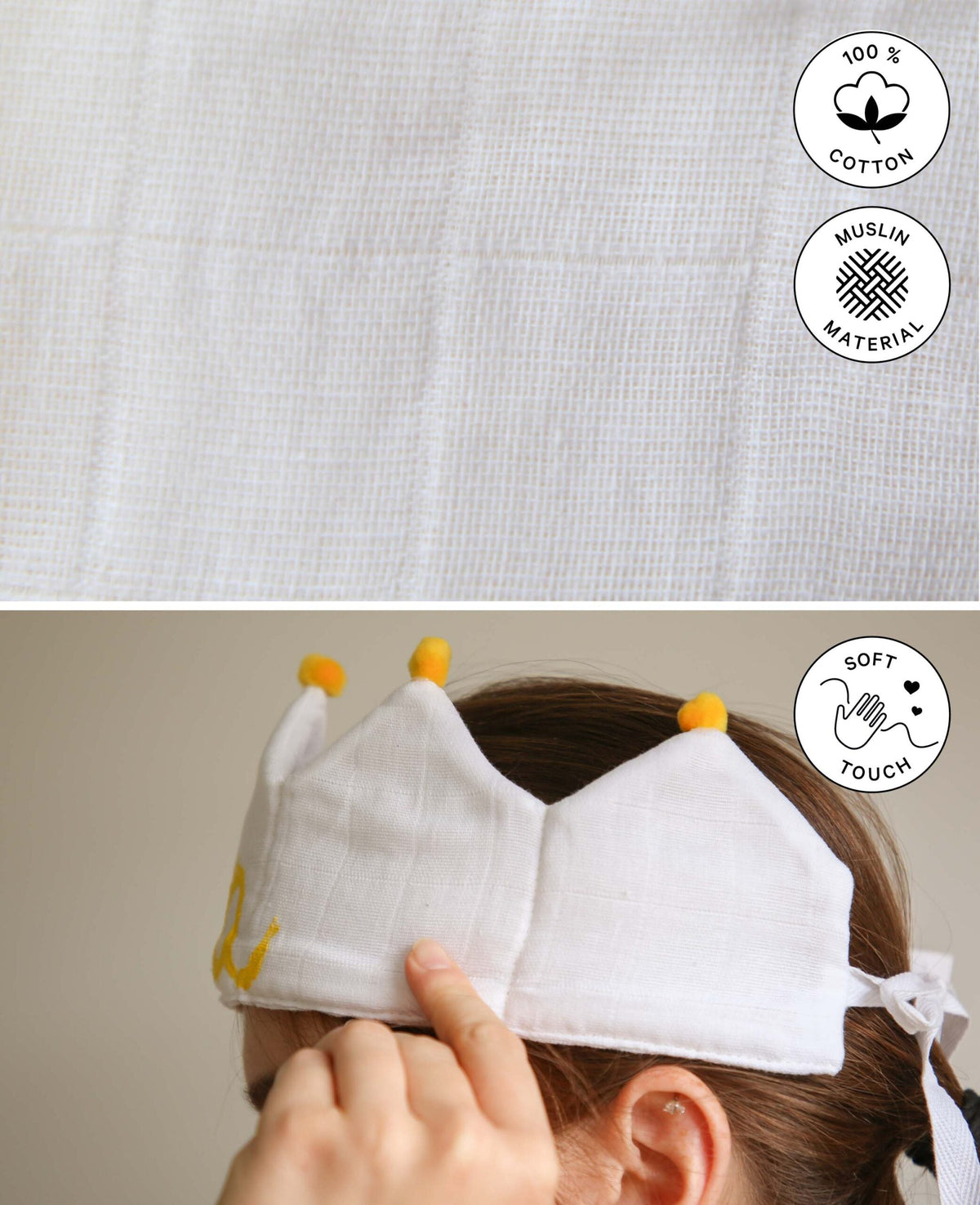 Children's crown, white, 10 x 45 cm, 1 piece