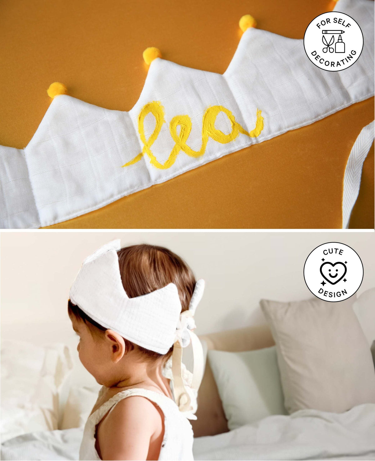 Children's crown, white, 10 x 45 cm, 1 piece