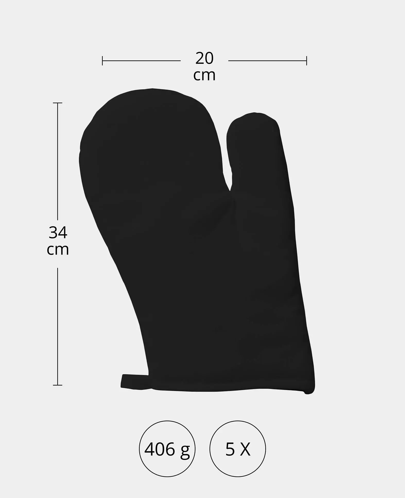 Grillhandschuhe, Schwarz, 20 x 34 cm, 5 Stk.