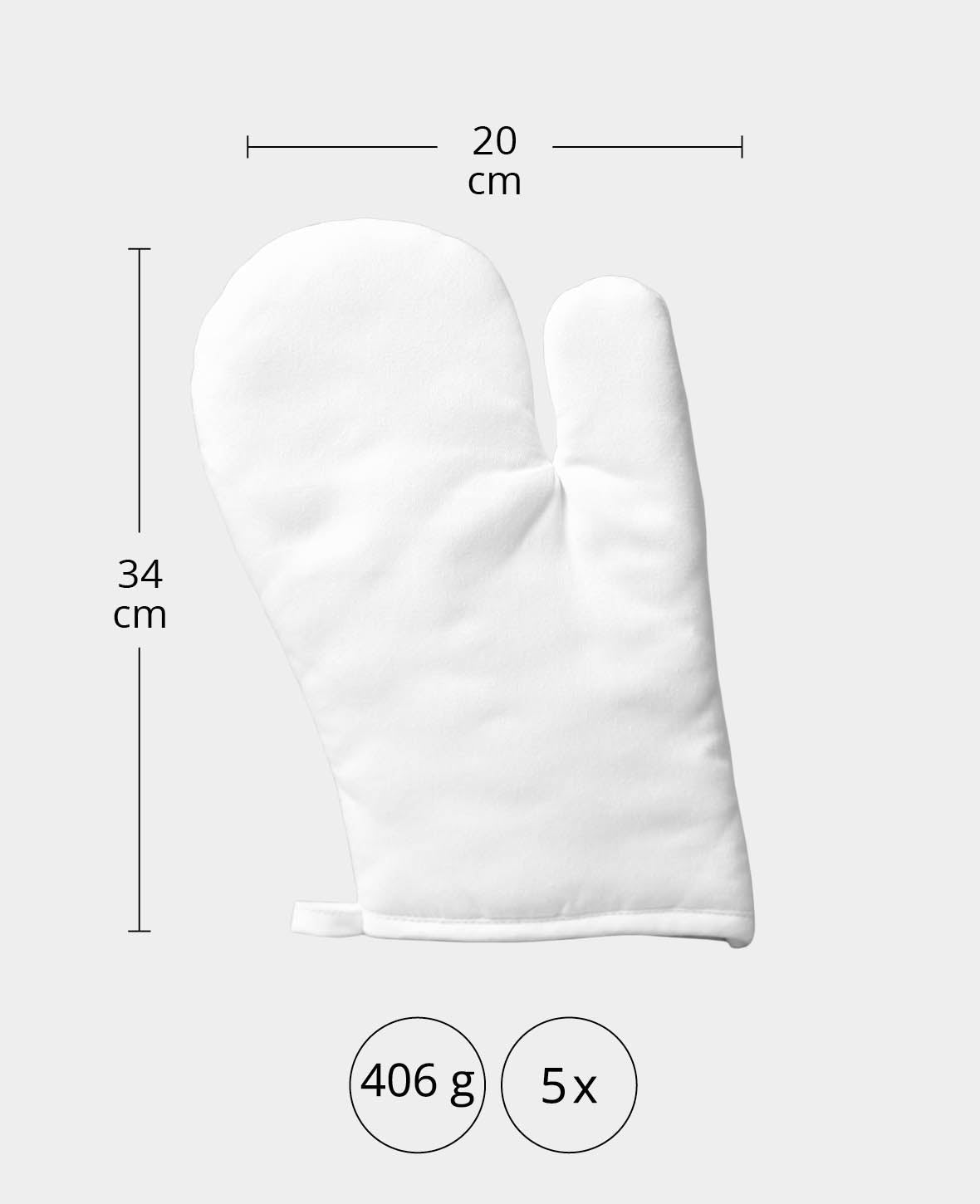 Ofenhandschuhe, Weiss, 20 x 30 cm, 5 Stk.