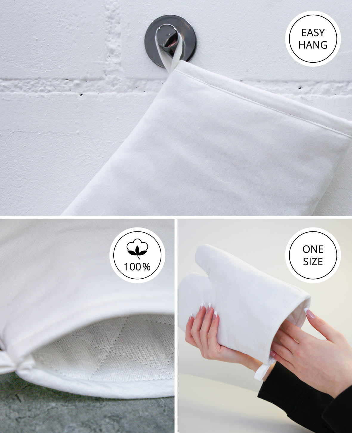 Oven Glove, White, 20 x 30 cm, 1 pc.