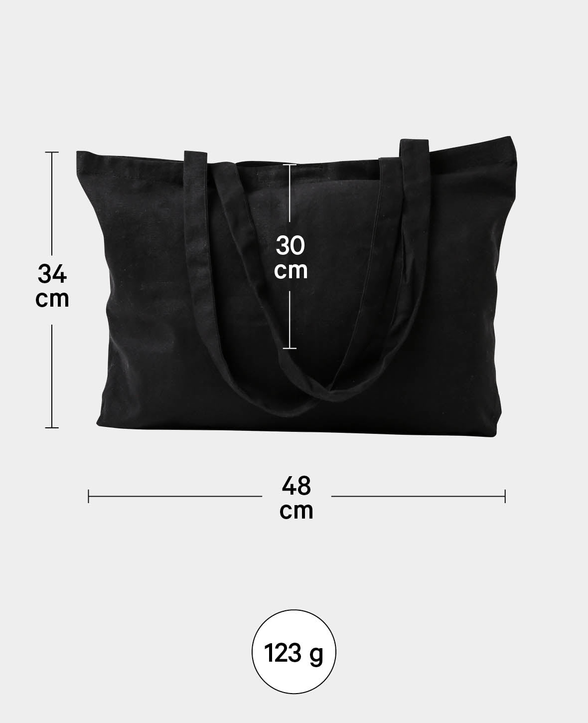 Shopper Stofftasche, Schwarz, 48 x 10 x 34 cm