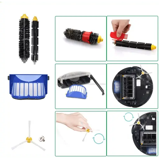 (13-tlg. Set) Ersatz Seiten Bürsten / Hepa Filter / Lamellen Reinigung