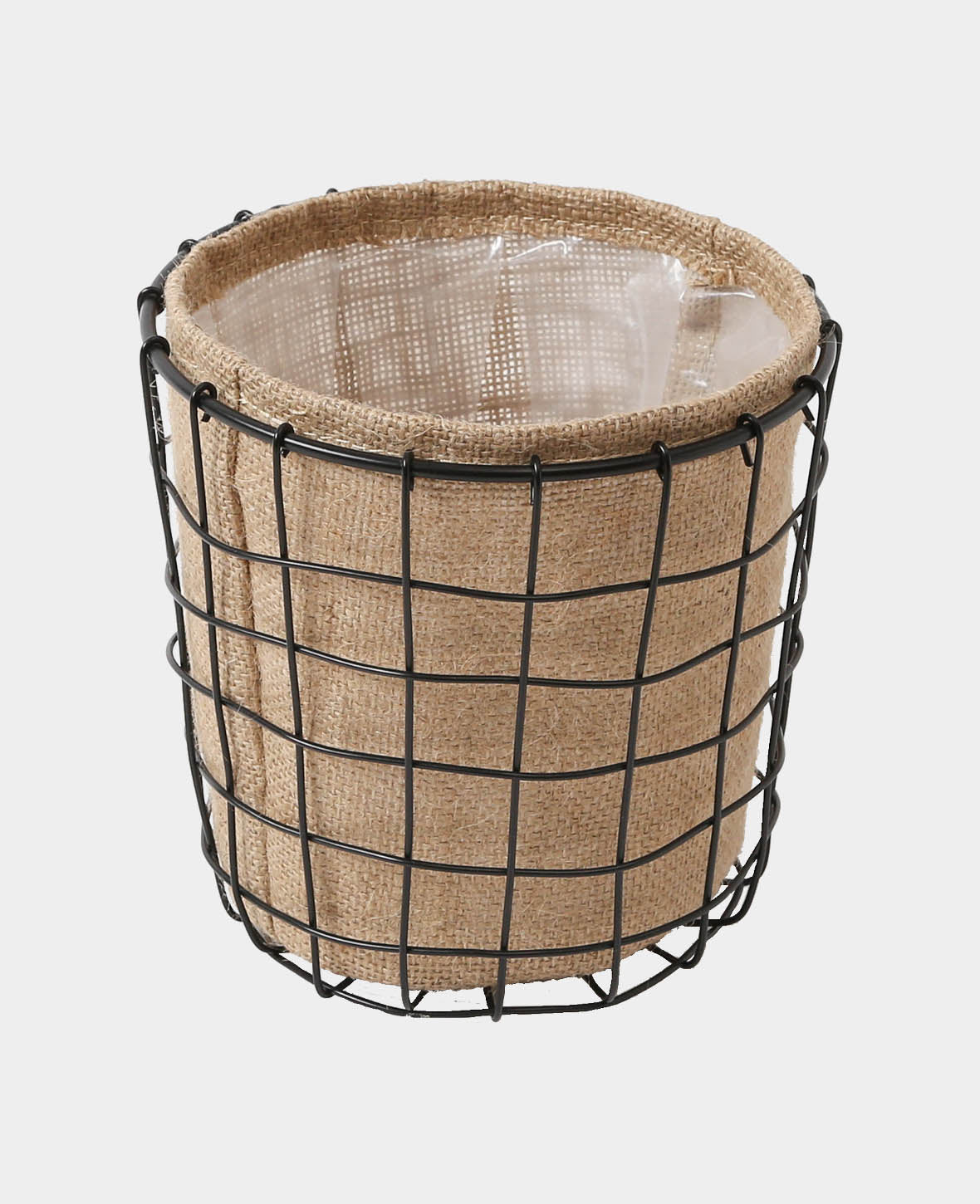 Metal basket with jute, 17x16cm
