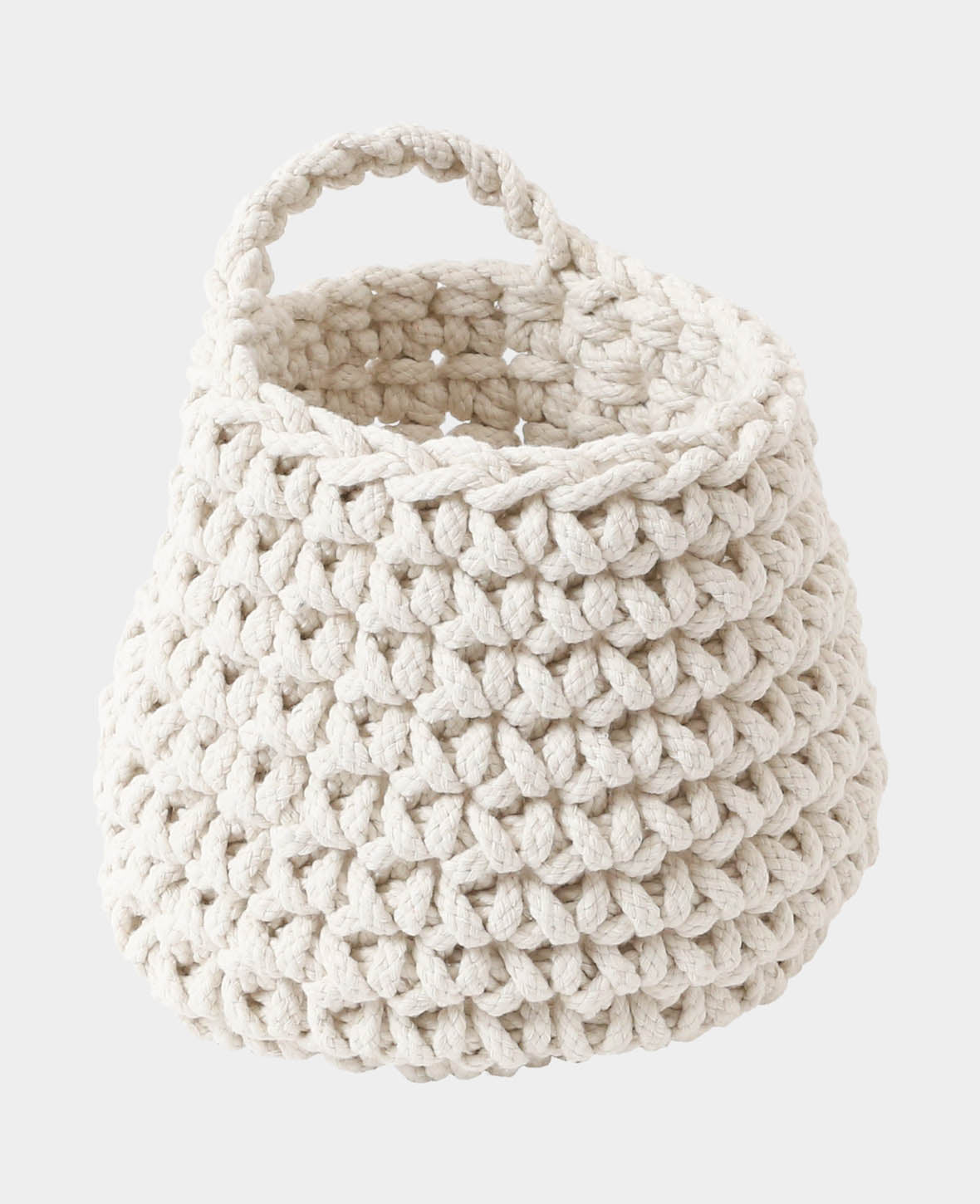 Crocheted basket, white, 17cm