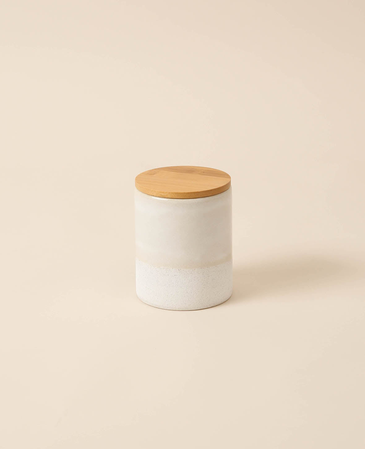 Round chest made of stone, beige, H12.9 cm x D10 cm