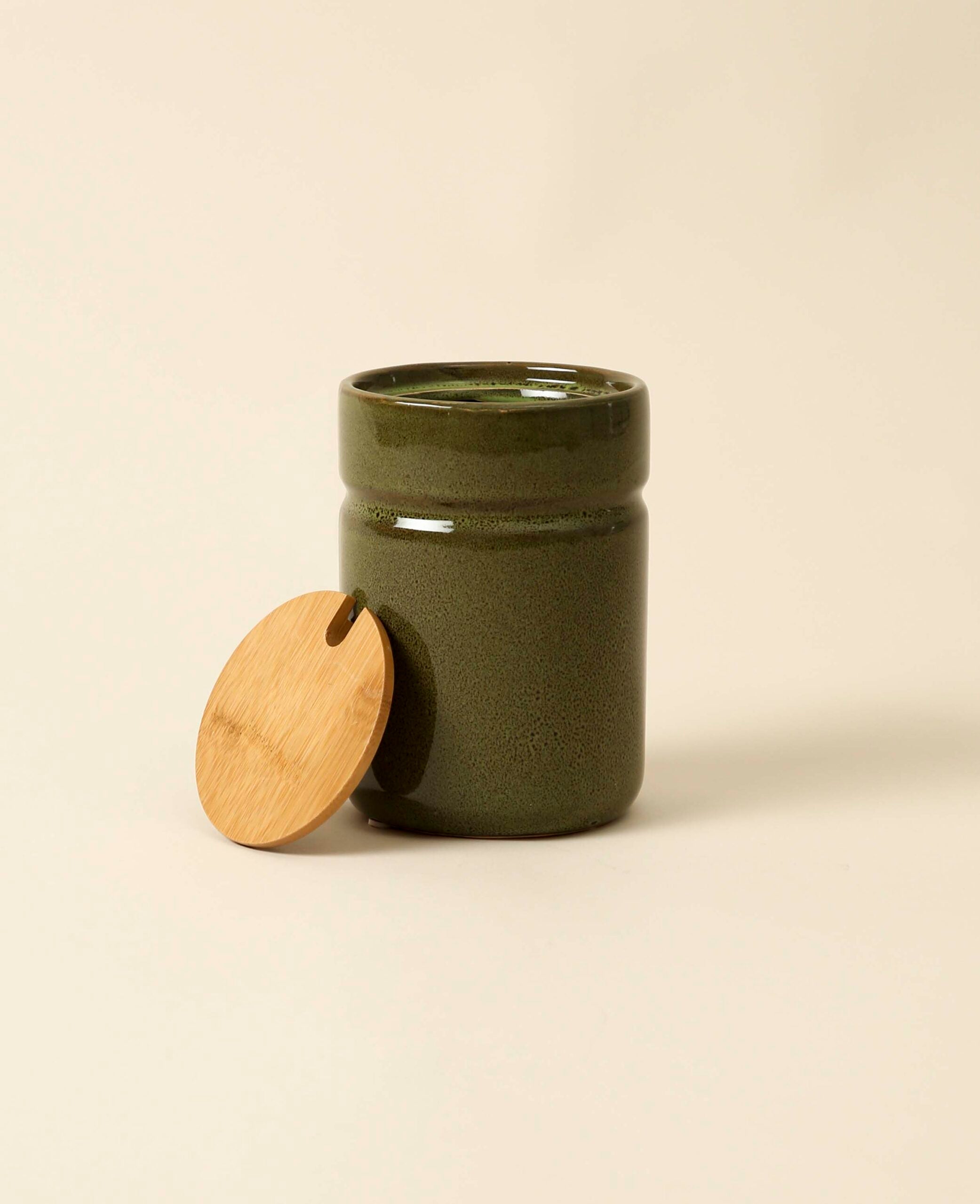 Ceramic jar, olive, 11x16cm