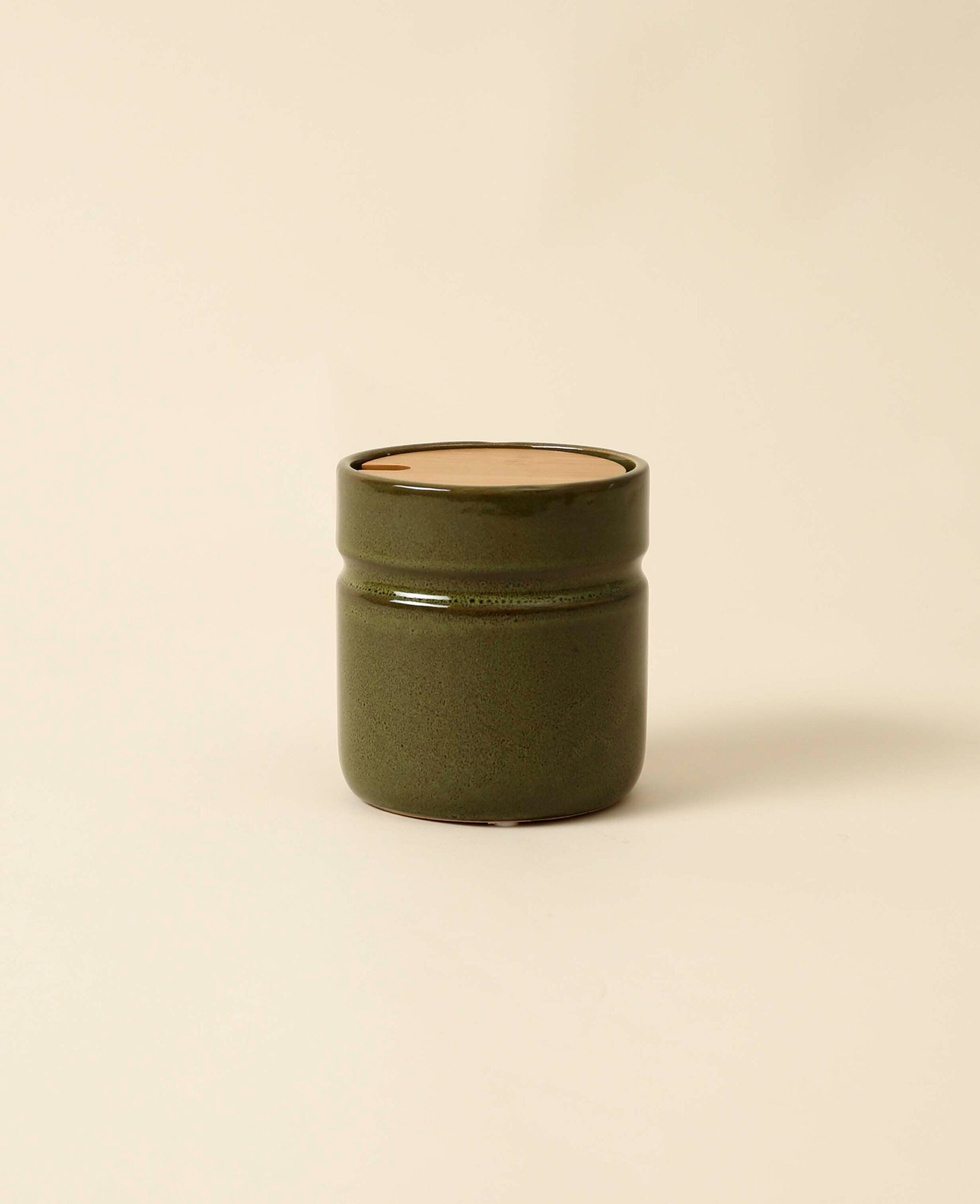 Ceramic jar, olive, 11x12cm