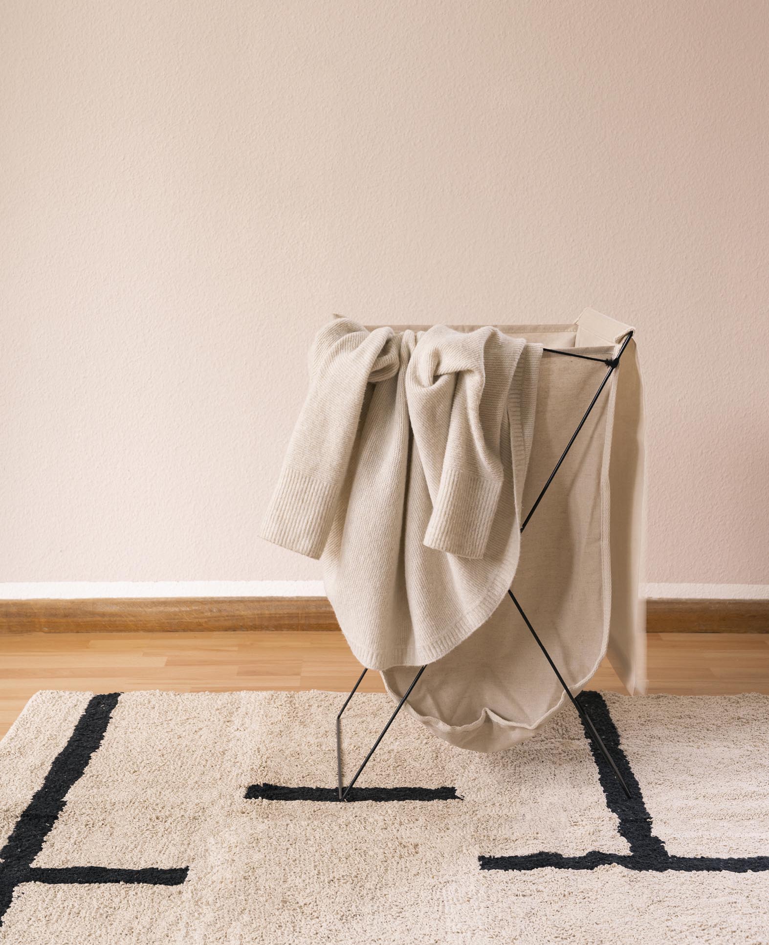 Laundry basket with metal, 45x40xH66cm