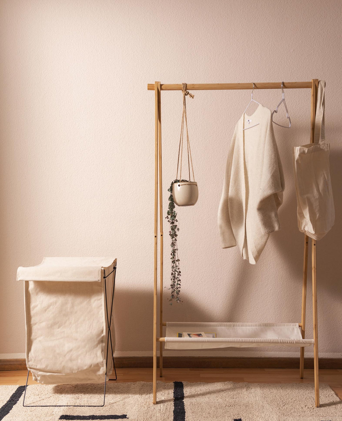 Laundry basket with metal, 45x40xH66cm