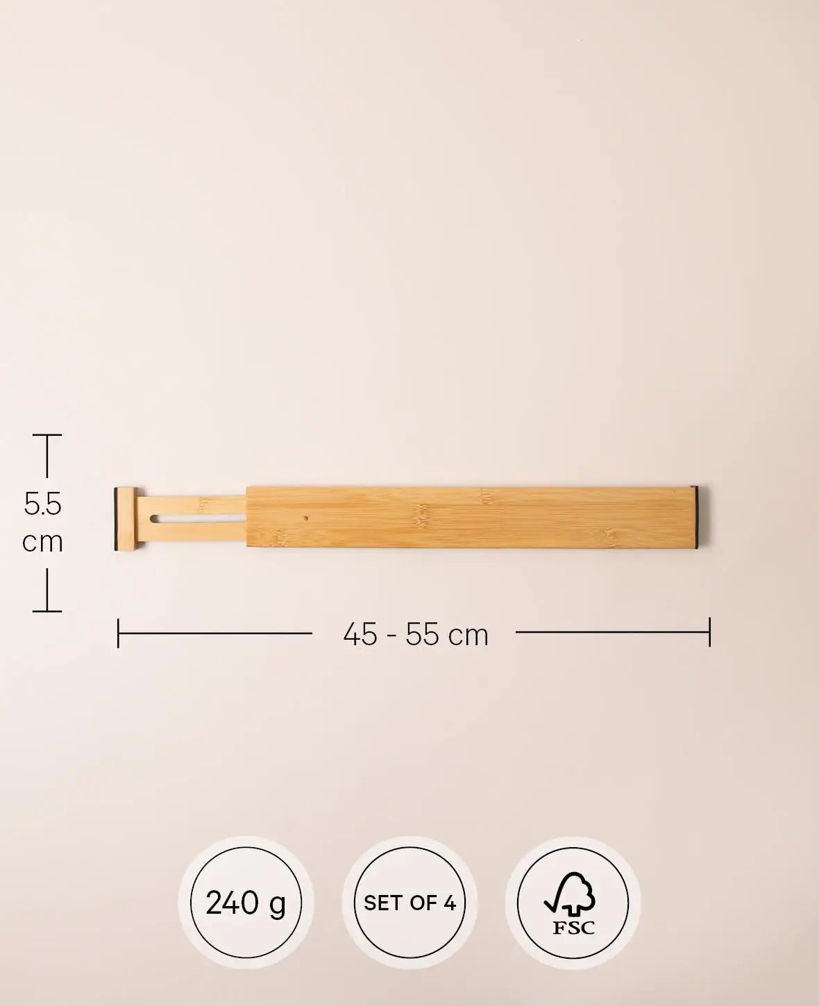 Séparateurs de tiroirs, 4pcs, 45-55cm