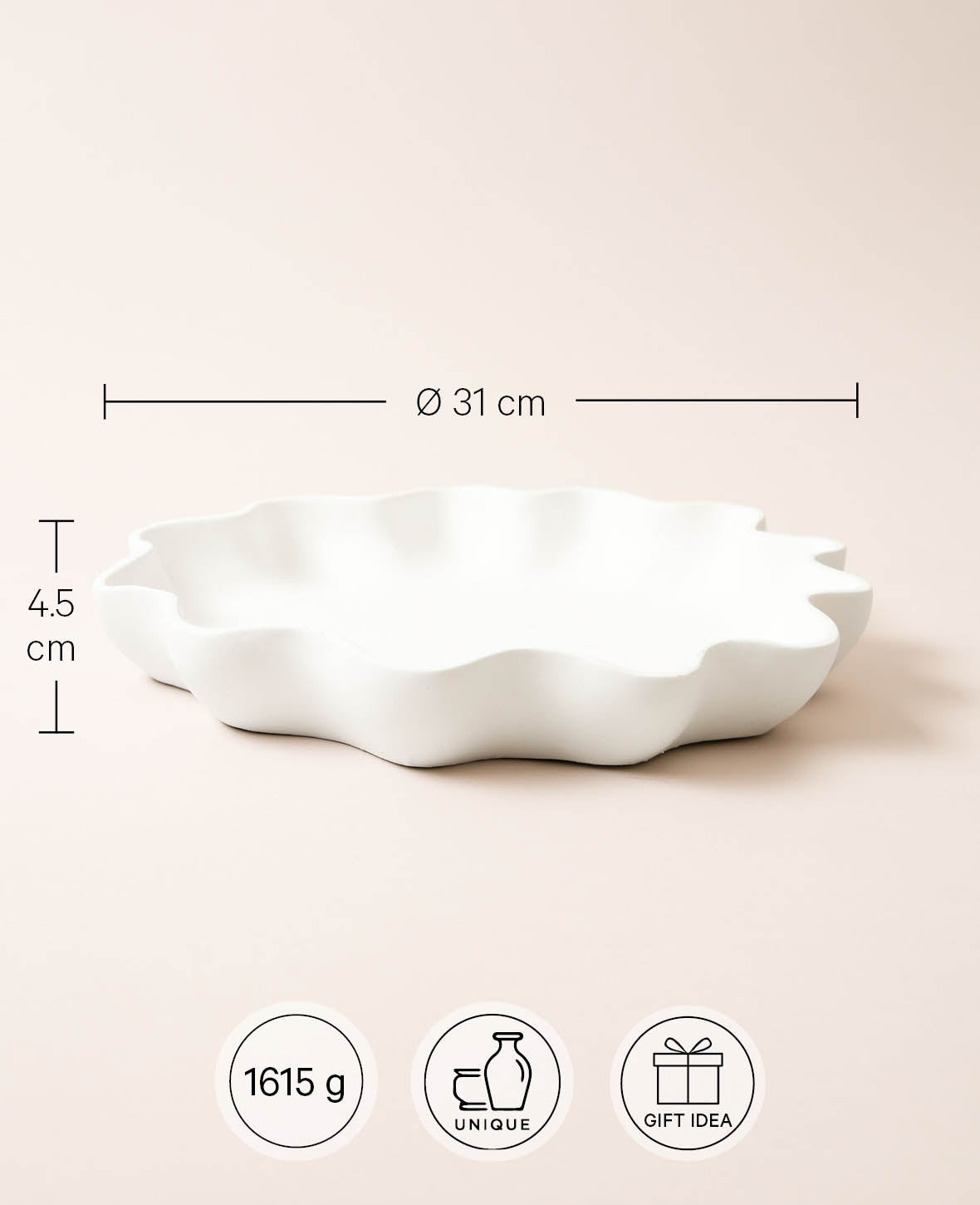 Coupe à fruits, Fleur, Blanc, D31cm