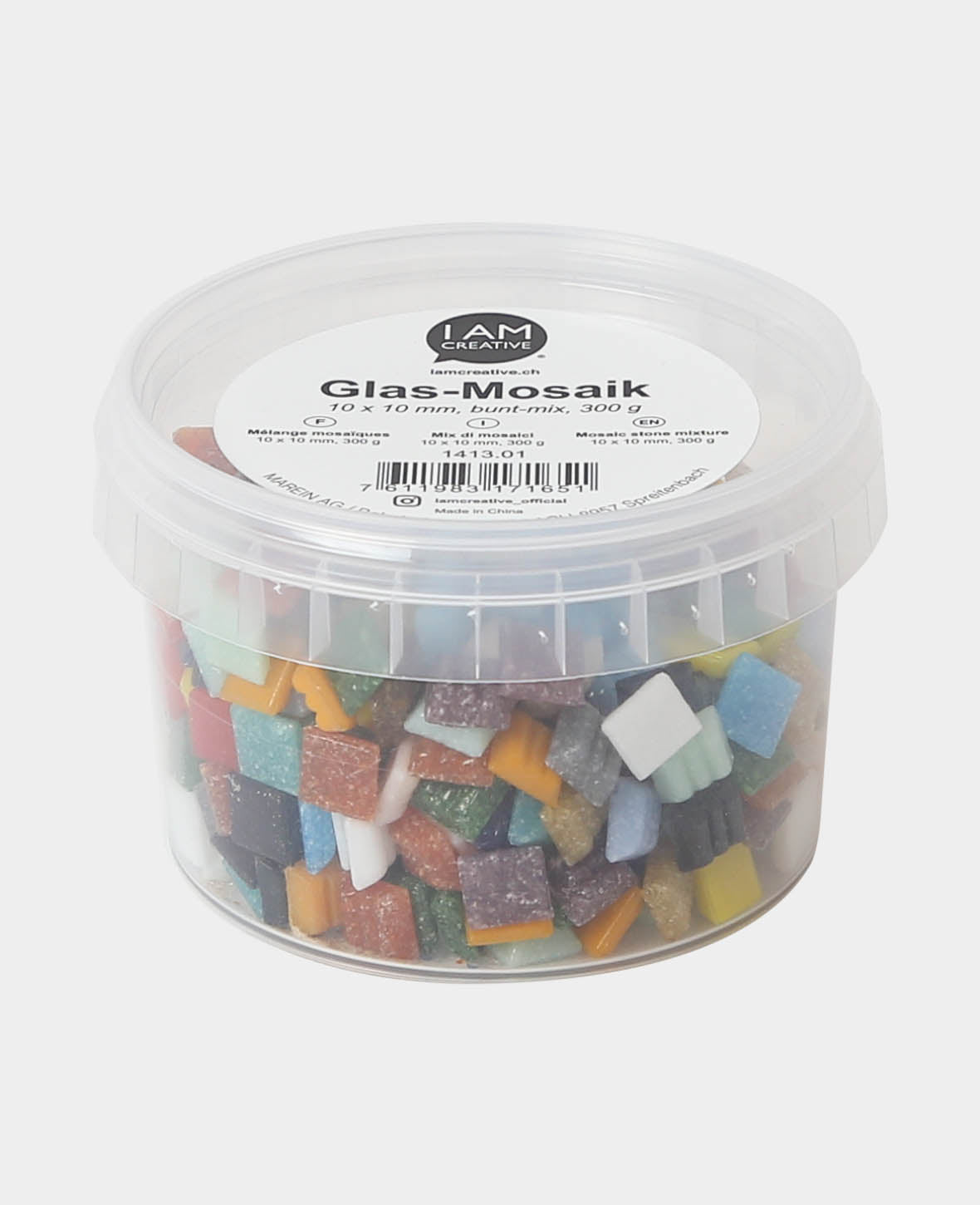 Glas-Mosaik Bunt Mix, 1 x 1 cm