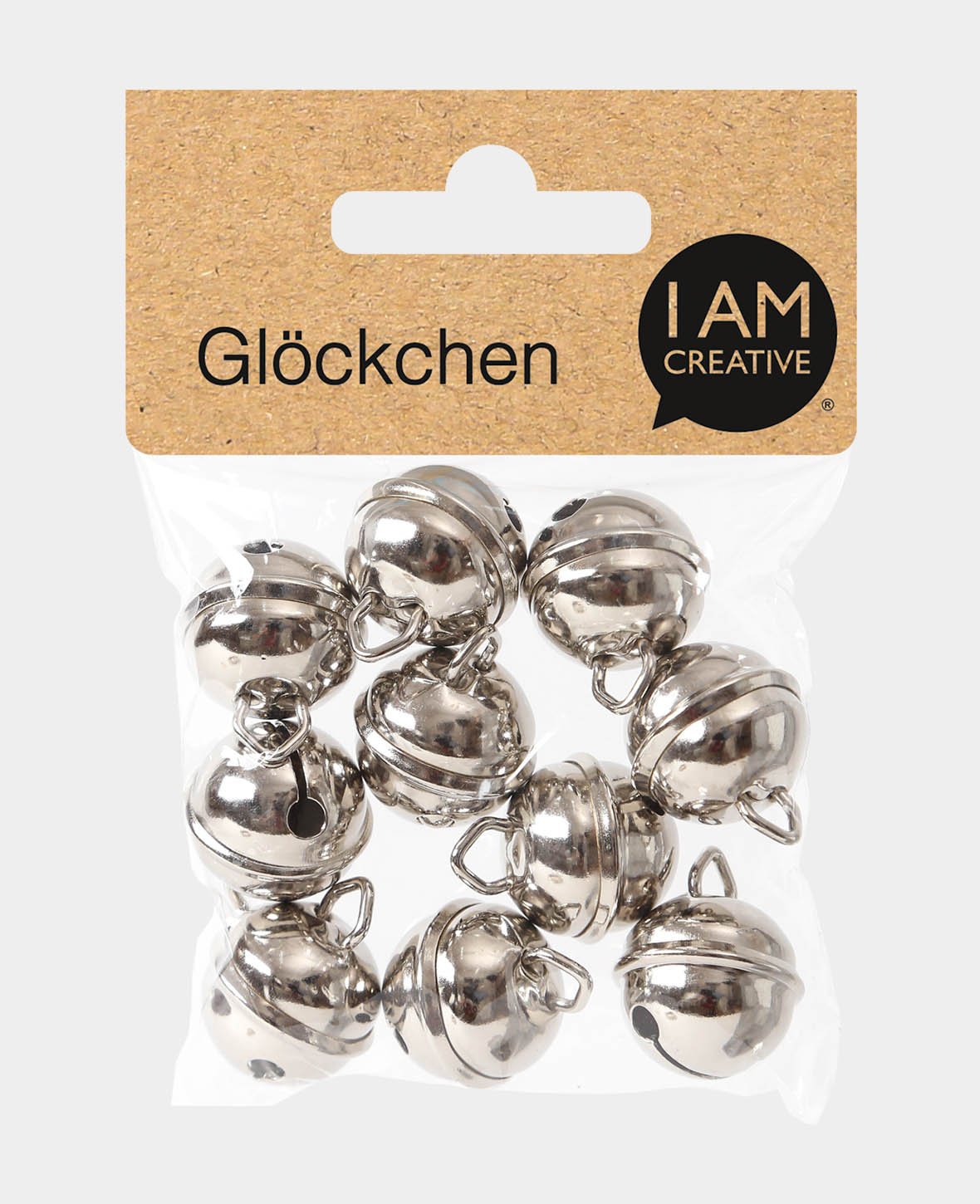Petite clochette argentée, ø 19 mm, 10 pièces