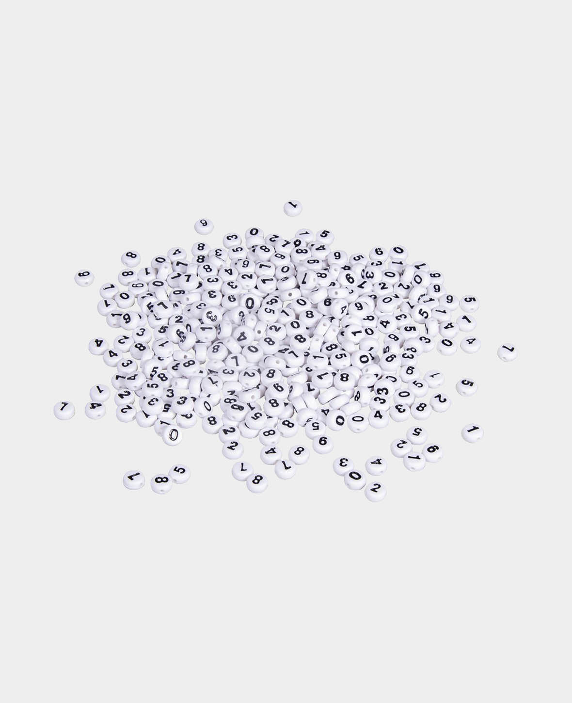 Plastik-Zahlen-Perlen, Weiss, ø 6 mm