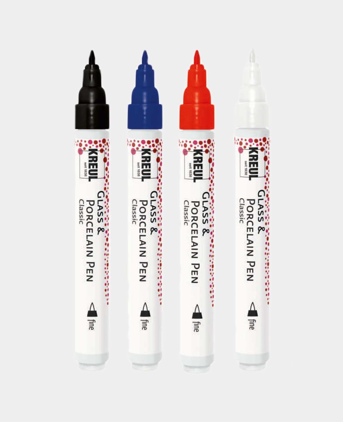 KREUL Glass & Porcelain Pen Classic fine, Set of 4