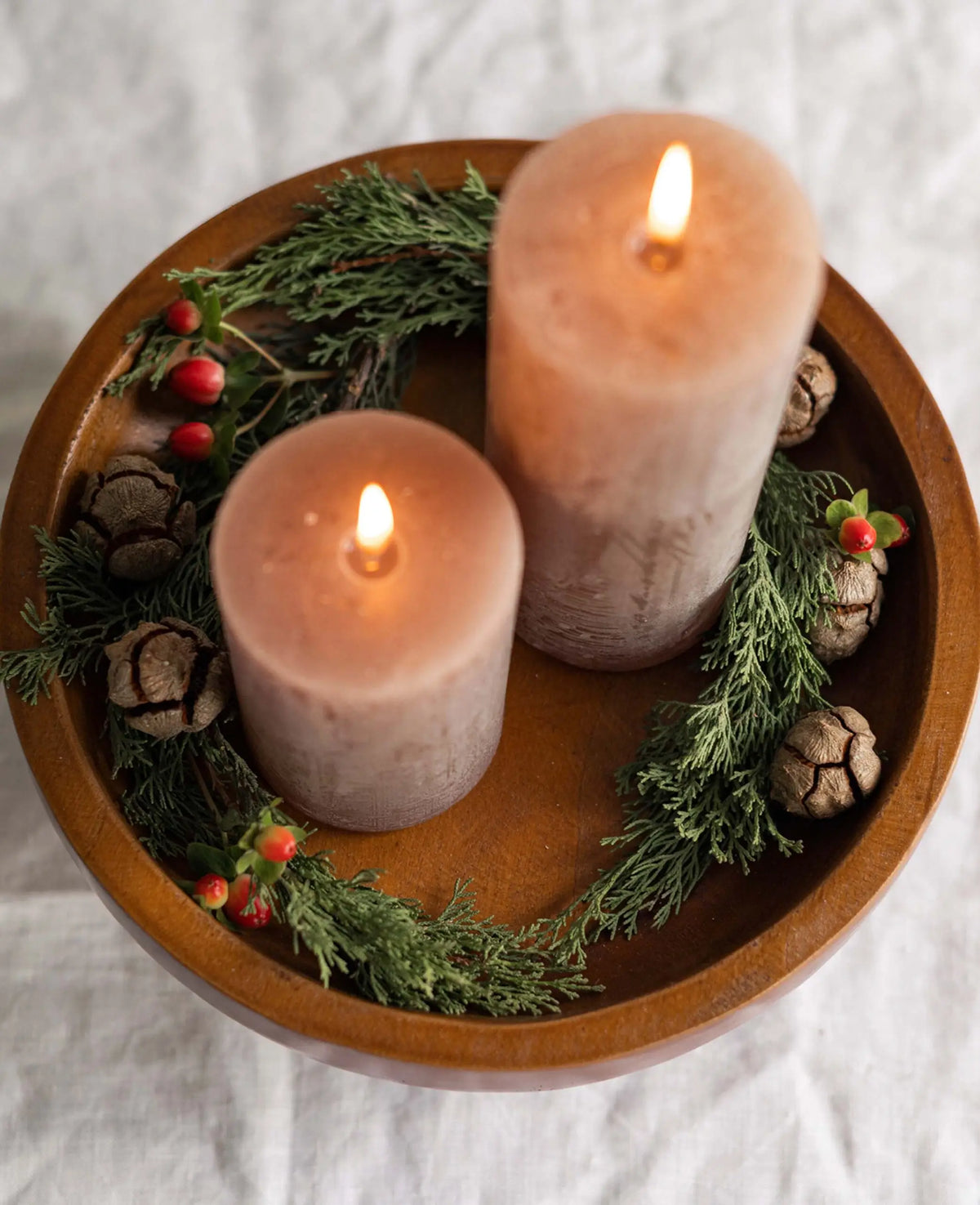 Rustic Candle, stone, 7x17cm