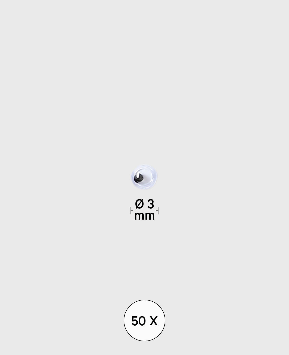 Mini-yeux mobiles ø 3 mm, 50 pièces