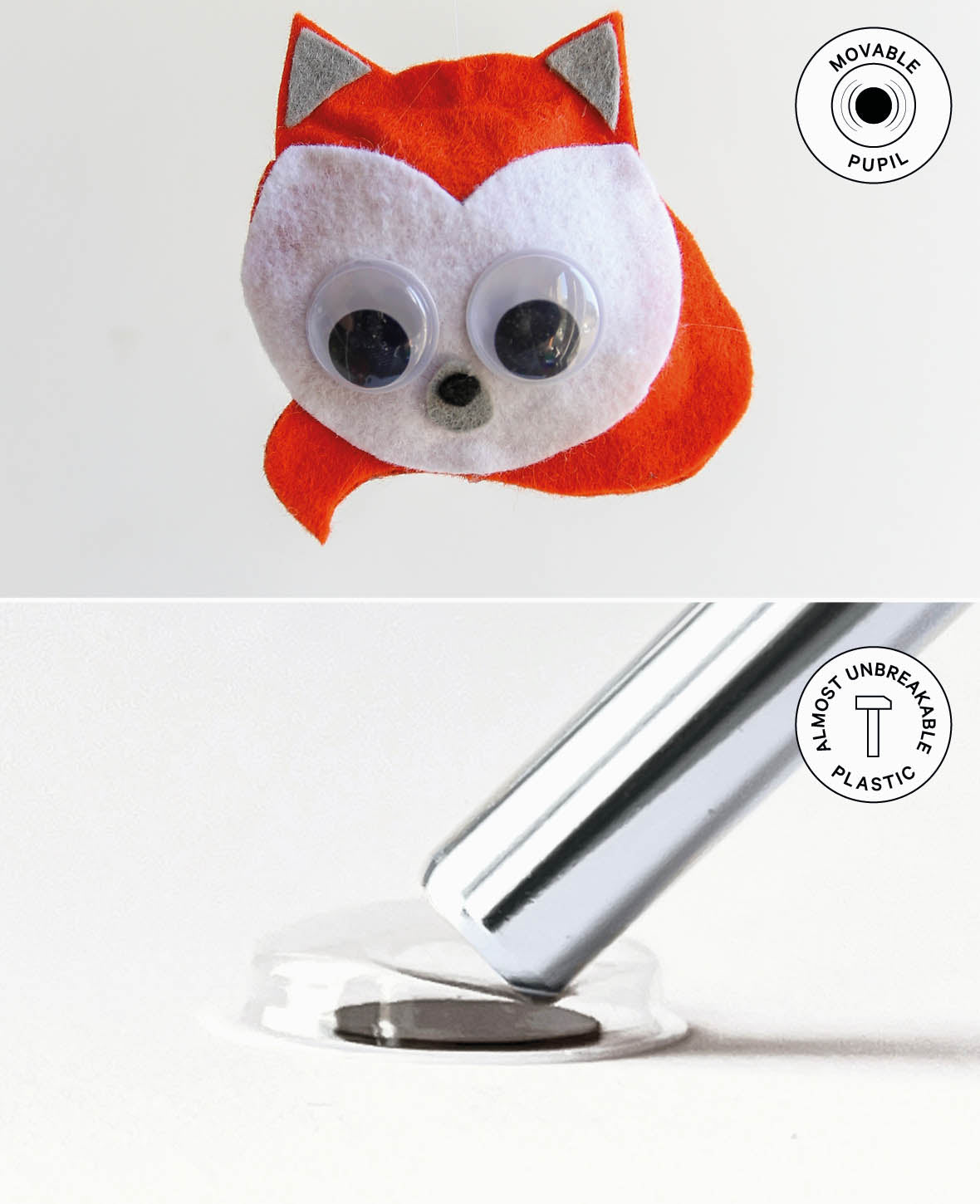 Yeux mobiles avec cils, ø 10 mm, 10 p.
